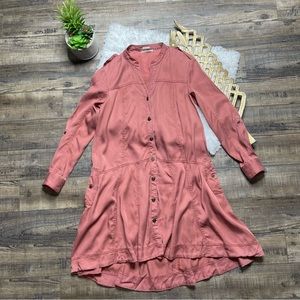 Anthropologie Holding Horses Mauve Button Down Dress (oversized)